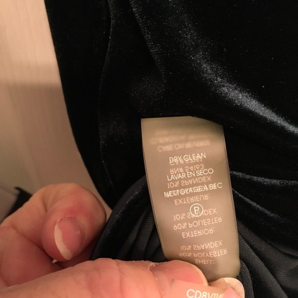 Calvin Klein Velvet Green Cold Shoulder Dress Sz 6 - Picture 7 of 7